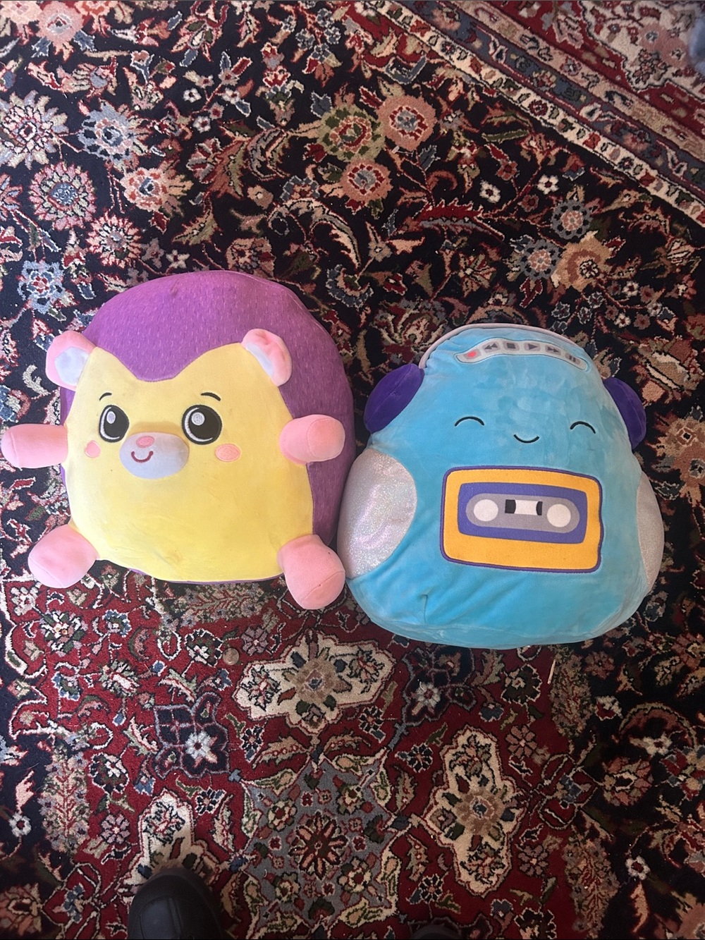 Big Squishmallows Purple & Yellow Hedgehog with Blue Cassette Robot Plush Duo